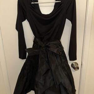 Lauren Ralph Lauren Off shoulder tiered skirt Black Long Sleeve Dress with bow